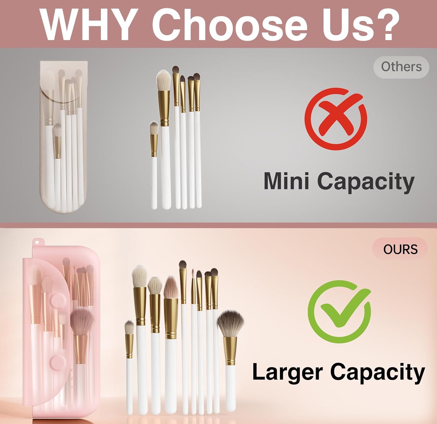 Silicone Makeup Brush Holder Large Travel Makeup Brush Case Original Design Brushes Holder with Magnetic Closure White