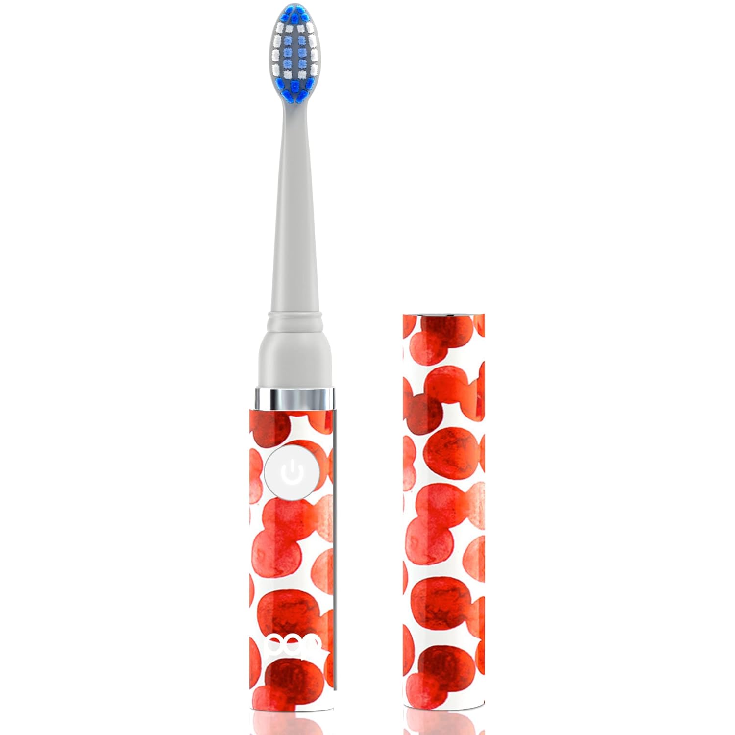Pop Sonic Electric Toothbrush (Red Bubbles) - Travel Toothbrushes w/AAA Battery | Kids Electric Toothbrushes with 2 Speed & 15,000-30,000 Strokes/Minute, Dupont Nylon Bristles