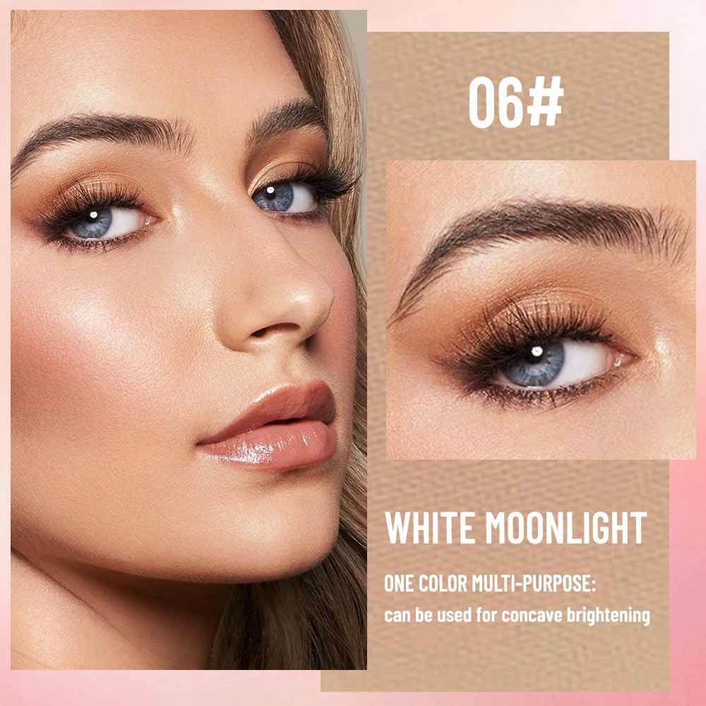 Pearlescent mini Eyeshadow Highly Pigmented Blend Matte & Shimmer EyeShadow,Cream Moisturizing Waterproof&Long Lasting Eye Makeup Natural Luminous Makeup Look (B06, 1 Count (Pack of 1))