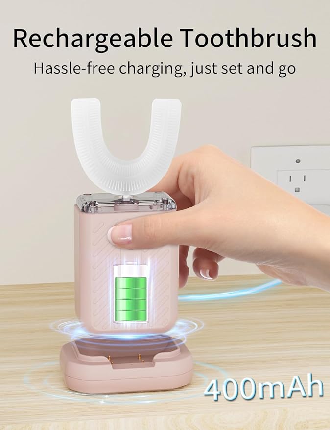 U-Shaped Electric Toothbrush for Adults, U-Shaped Electric Toothbrush with 360° Automatic Cleaning, Toothbrush with 4 Cleaning Modes