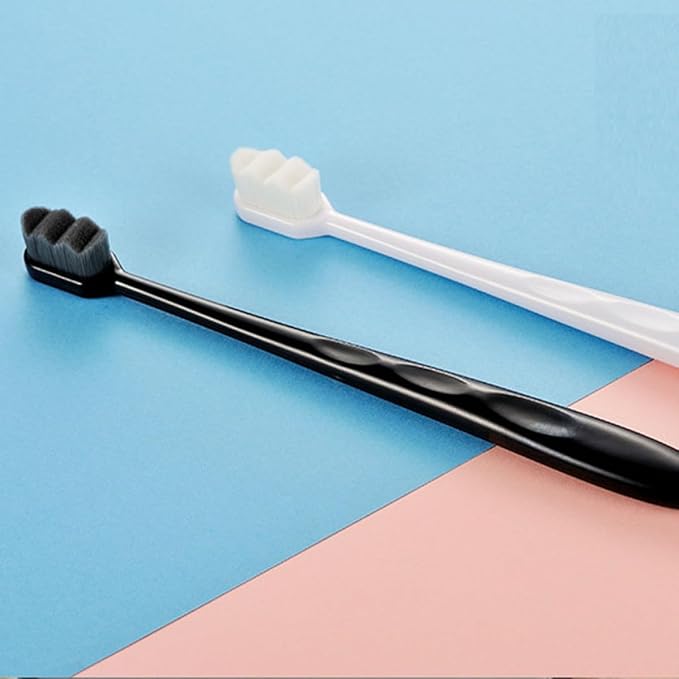 4PCS Soft Micro-Nano Toothbrushes for Adults with Ultra-fine Bristles Ergonomic Non-Slip Handle Deep Cleaning Tooth Enamel Protection Household Oral Care Black White