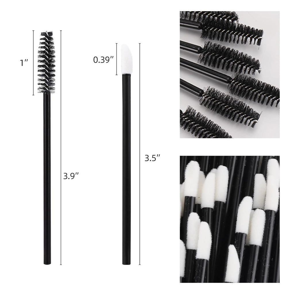 Tbestmax 600 Pcs Mascara Wands and Lip Brush, Black Lipstick Wands Eyebrow Spoolies Brush for Eyelash Extensions Disposable Makeup Applicator Beauty Tool Kits
