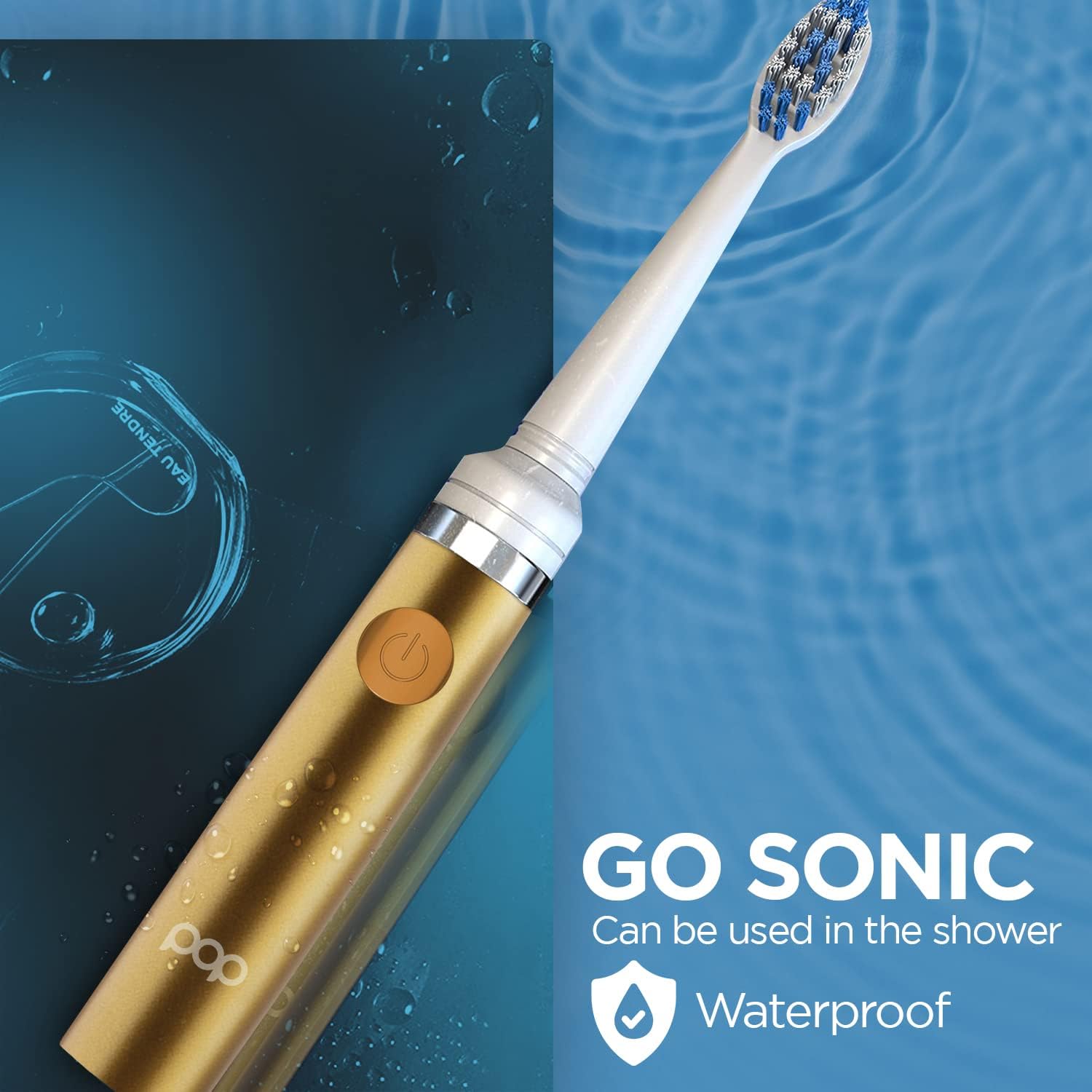 Pop Sonic Electric Toothbrush (Metallic Gold) - Travel Toothbrushes w/AAA Battery | Kids Electric Toothbrushes with 2 Speed & 15,000-30,000 Strokes/Minute, Dupont Nylon Bristles