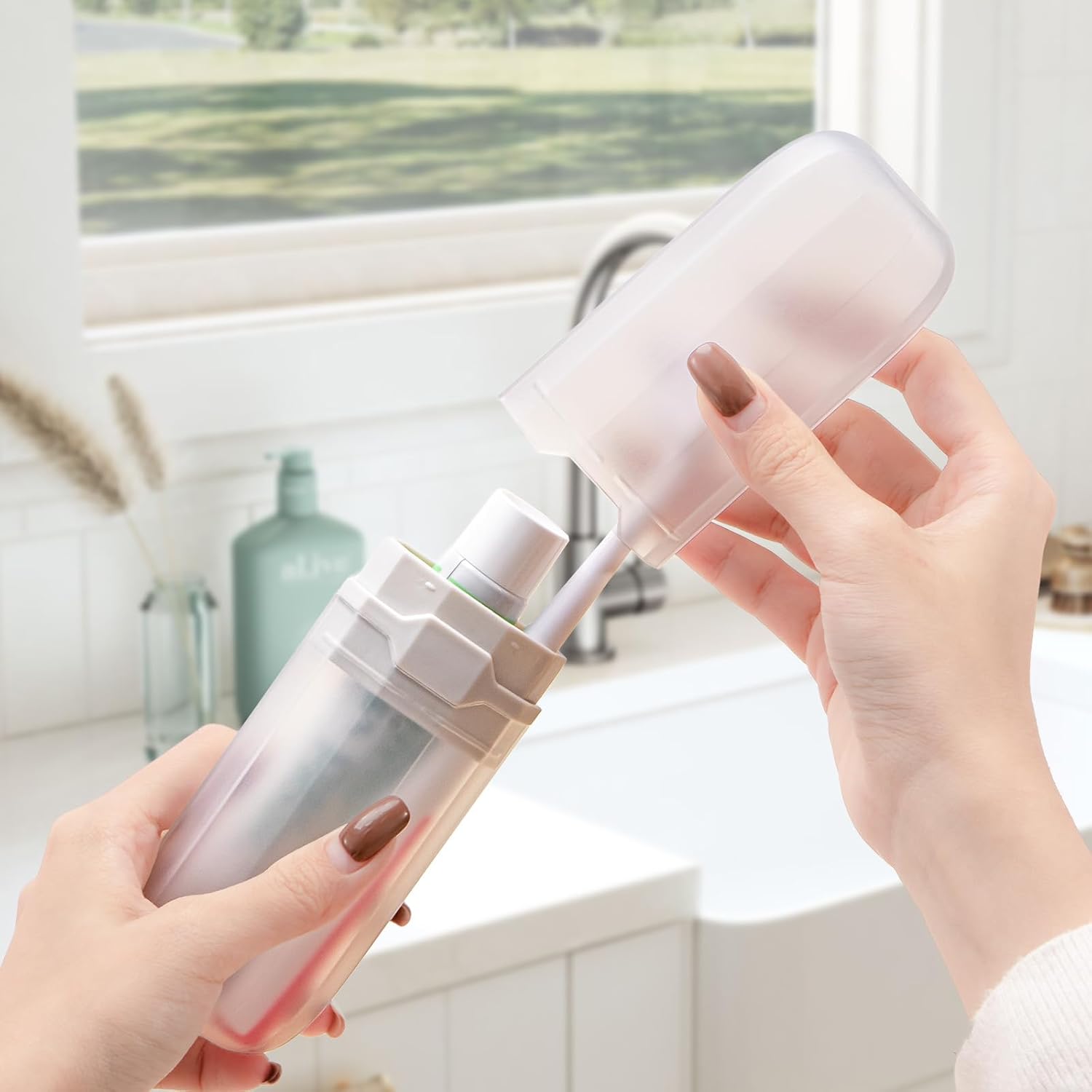 Yeeco Toothbrush Case 2 Packs, Transparent White Toothbrush Travel Case, Plastic Toothbrush Holder Travel, 7.9”×2.1”×1.2” Portable Toothbrush Case for Traveling