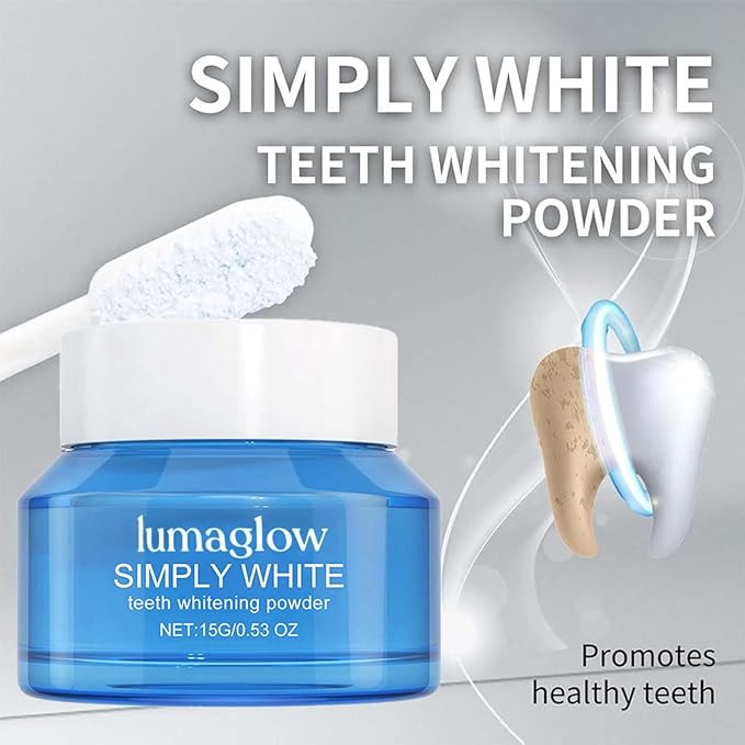 Lumaglow Natural Whitening Powder, Shimmer Deluxe Teeth Whitening Powder, Lumaglow Whitening Powder, Natural Teeth Whitener, Instant Stain Removal, Mint Flavor (2)