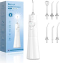 Water Flosser Teeth Pick: LED Display 5 Modes Cordless Dental Pick with 300ML Tank for Braces,Gums Care, IPX7 Waterpoof, 6 Jet Tips Water Flossing Cleaning Picks, Portable for Travel, Home, Y215 White