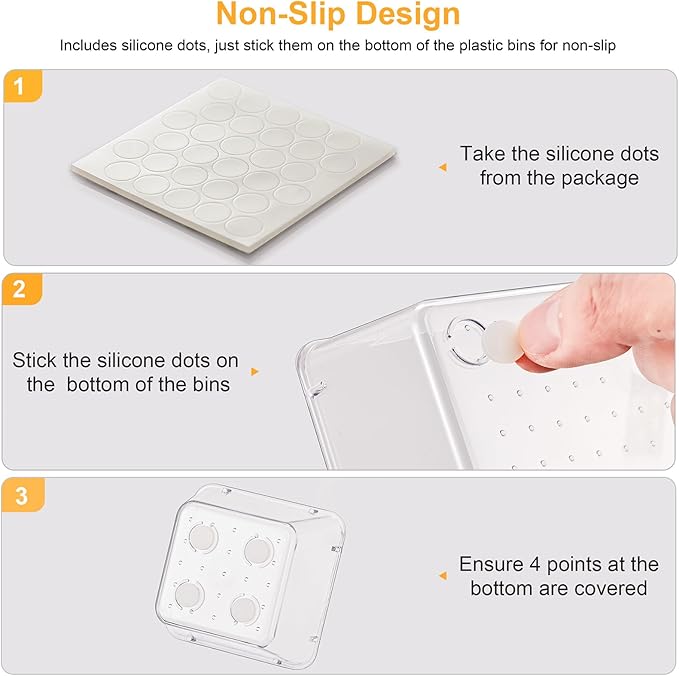 SMARTAKE 13-Piece Drawer Organizers with Non-Slip Silicone Pads, 5-Size Desk Bathroom Drawer Organizer Trays Storage Tray for Makeup, Jewelries, Utensils in Bedroom Dresser, Office and Kitchen, Clear