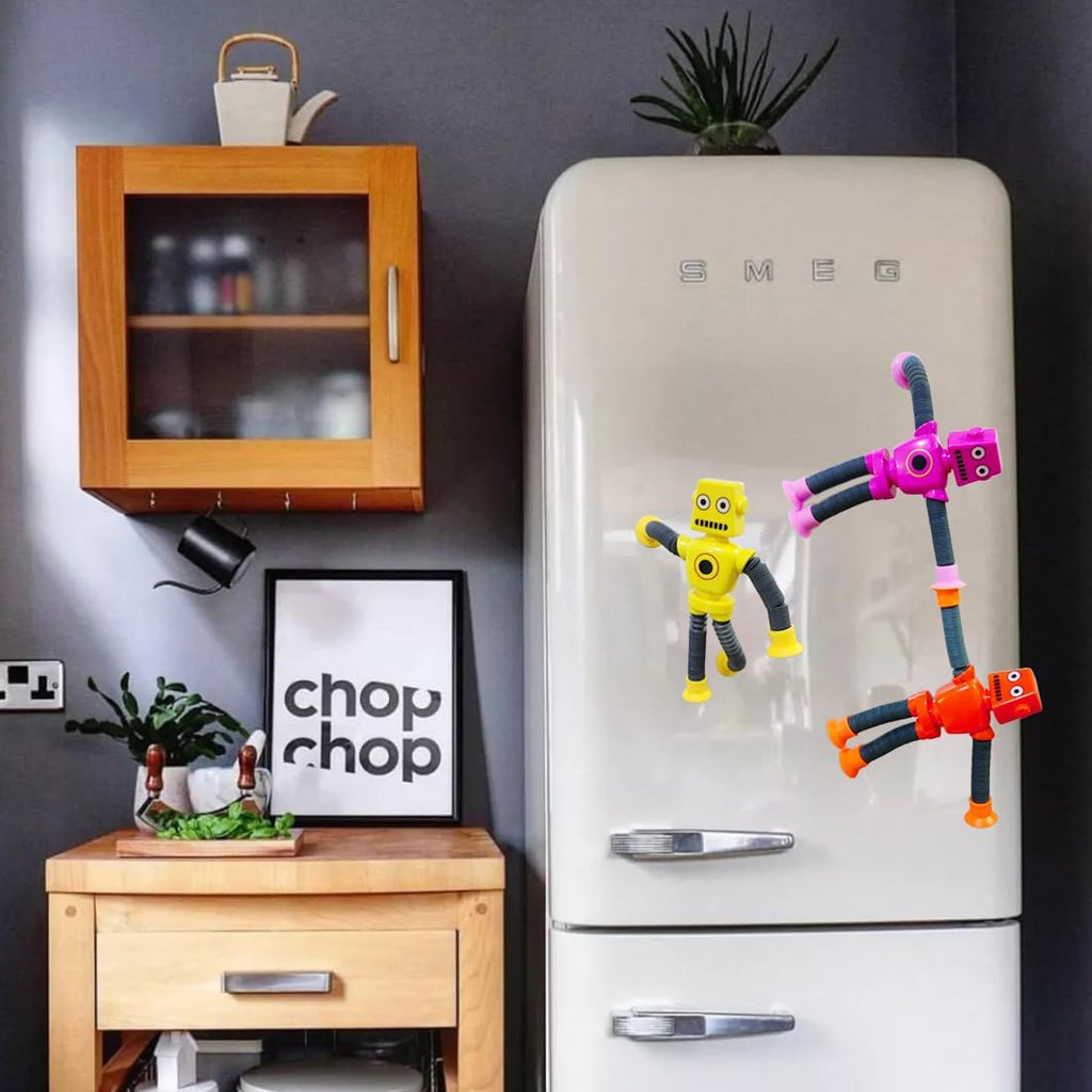 16 PCS Suction Cup Robot Toy,Shape Changing Telescopic Pop Tubes Autism Sensory Toy Kids Girls Boys Toddlers Adult,Funny Robot Action Figure Bendable Fidget Toy Gift Birthday Party Favors Christmas