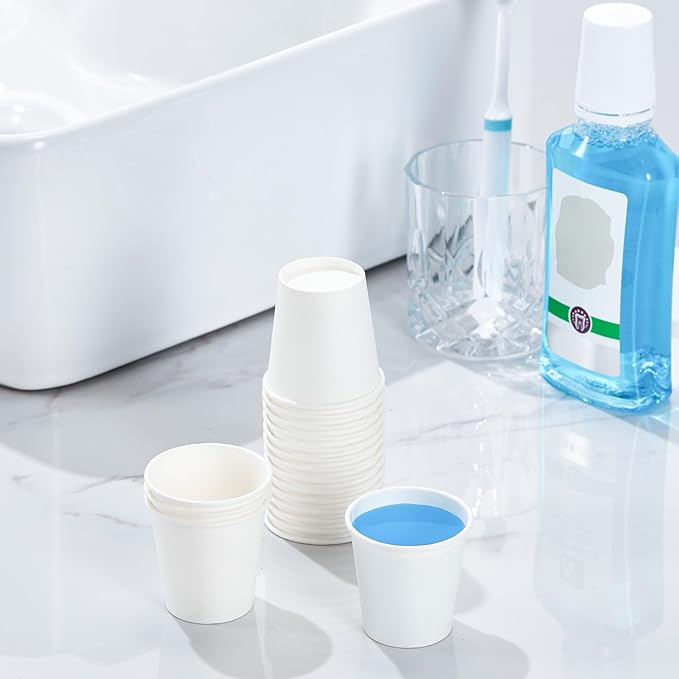 Lamosi 3 oz White Bathroom Cups 300 Pack, 3 oz Paper Cups, Mouthwash Cup, Mini Paper Cup for Parties, Picnics, Barbecues, Travel and Events