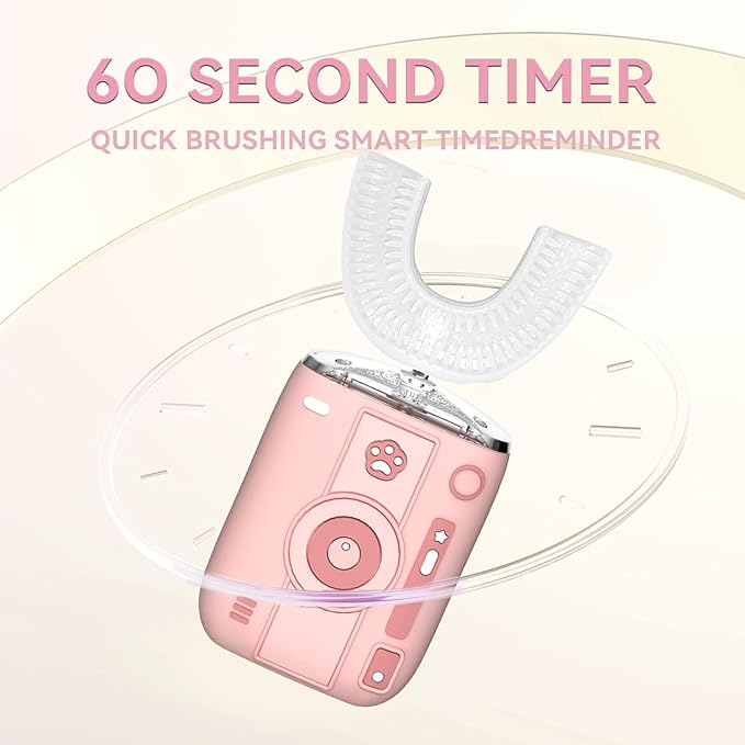 Adult Sonic Automatic Electric Toothbrush, 360° Oral Cleaning Stain Whitening (Pink-Cup)