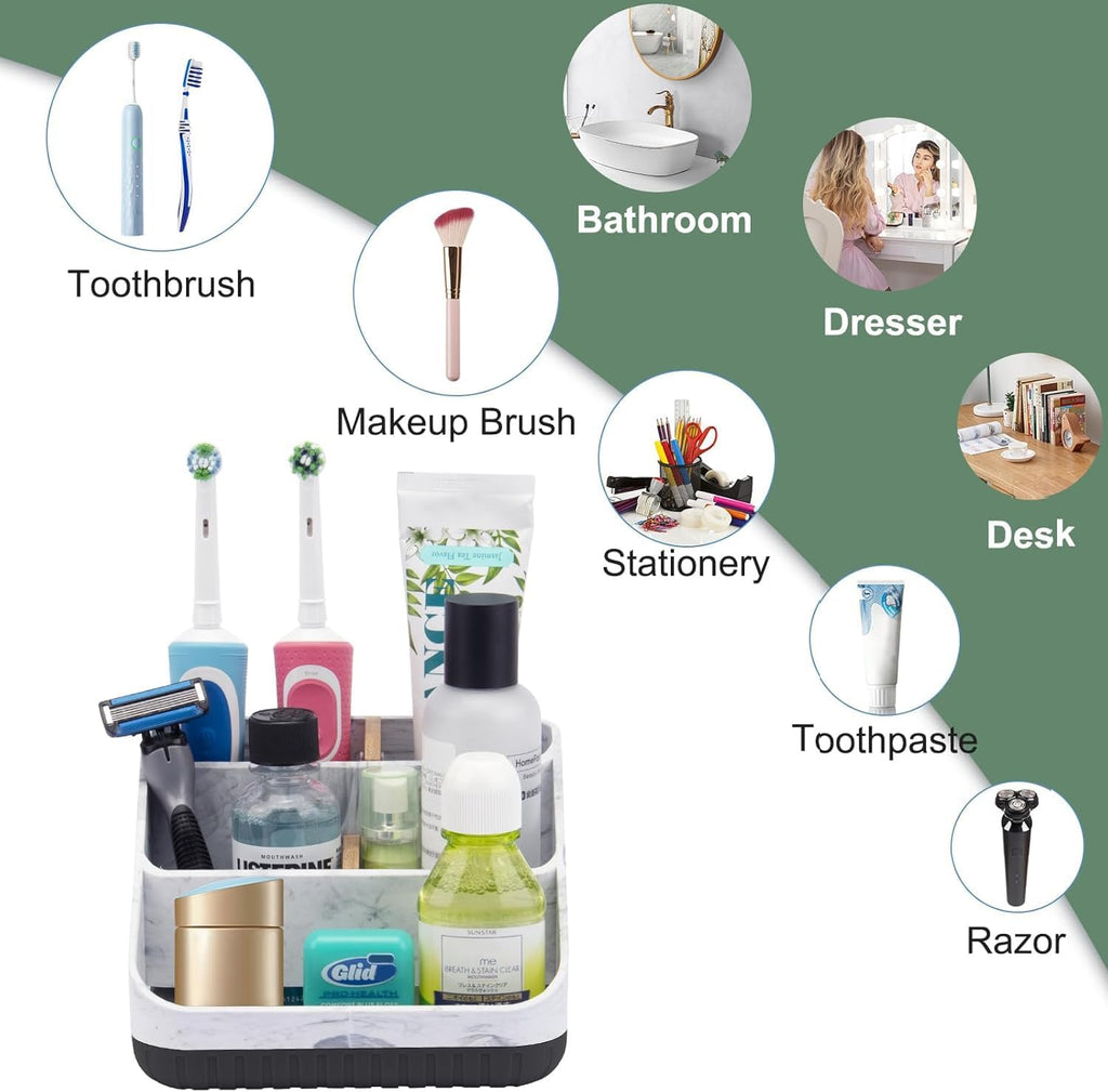 Chintu Toothbrush Holders for Bathroom Counter Organizer - 6 Slots Kids Tooth Brushing Holder Rustic Toothbrush and Toothpaste Holder for Vanity Organization Farmhouse Electric Toothbrush Caddy Black