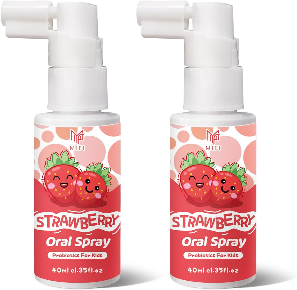 Kids Oral Spray - Probiotic Fruit Flavored Toothpaste Helper for Toddlers, Daily Fresh Breath, Gentle Oral Care Spray for Children (2Pack, Strawberry)