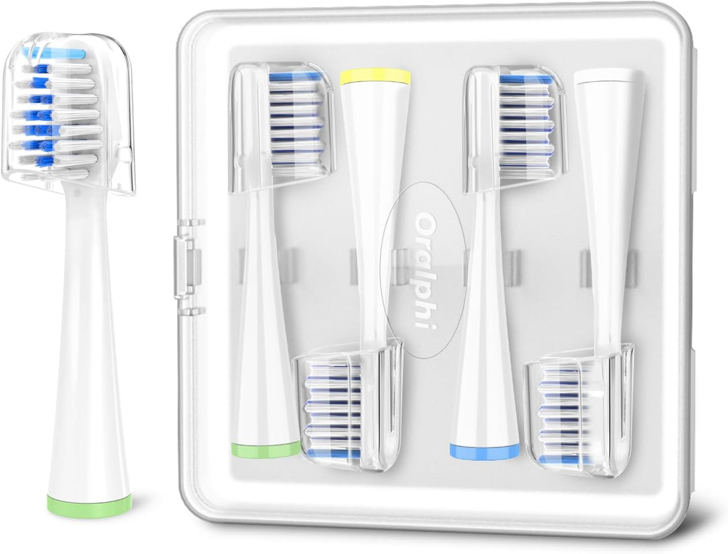 4 Pack Toothbrush Replacement Heads for Waterpik Sensonic Complete Care CC-04CD010-1, and for Waterpik Sensonic Electric Toothbrush STW-03W020/STW-03W027, with Cover for White STWB-3WW-B