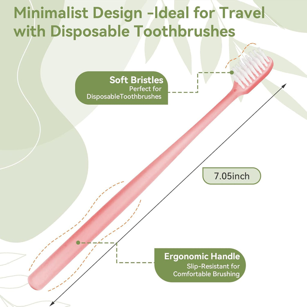 100 Pack Disposable Toothbrushes Bulk – Individually Wrapped Soft Bristles Single Use for Adults & Kids, Travel Hotel Guest Dental Office Donation Emergency Hygiene,Minimalist Design 5 Colors