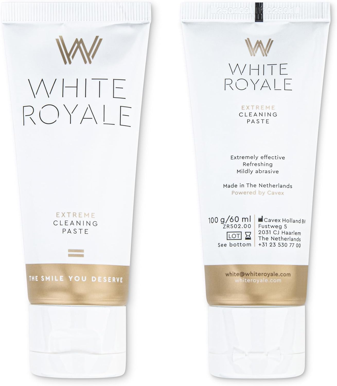 White Royale Extreme Cleaning Paste, Helps Remove Stains & Discoloration, Toothpaste Prep for Whitening Treatments, 60ml Tube