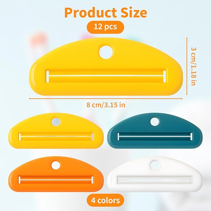 10 PCS Toothpaste Tube Squeezer - Plastic Dispenser Roller & Clip for Bathroom Organization, Assorted Colors Toothpaste Dispenser Hanging Toothpastes Clip Toothpastes Holder for Cream Cosmetics