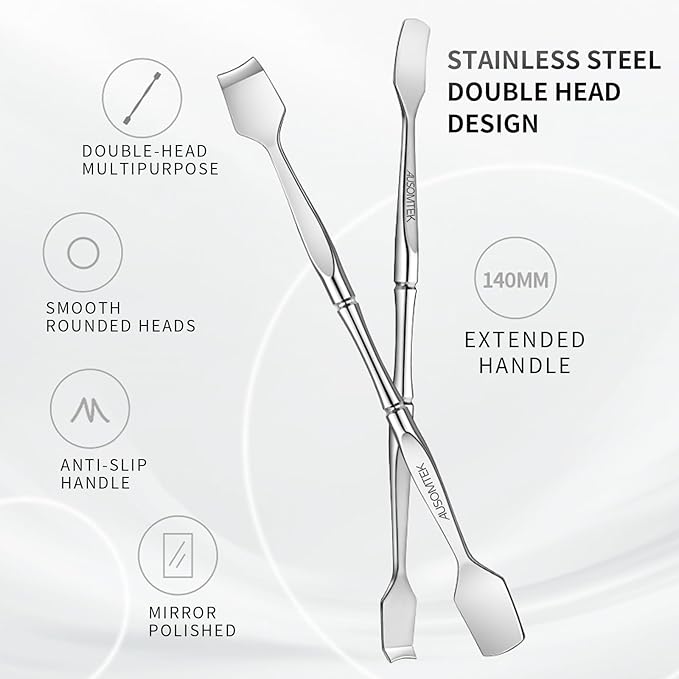 Blackhead Remover Tool, Pore Cleaner & Comedone Extractor Face Spatula, Professional Stainless Steel Whitehead & Pimple Extractor Tool for Facial Skin Care with Cyan PU Case