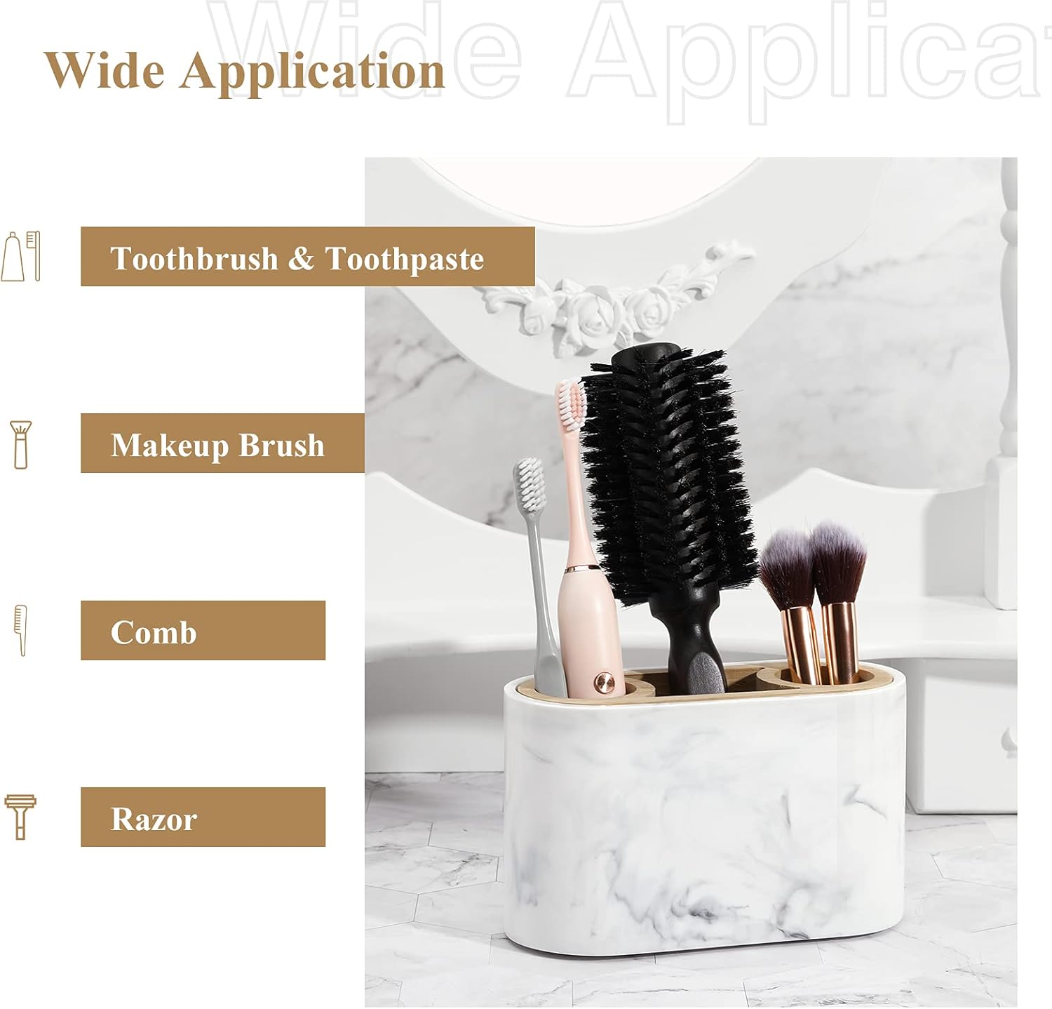 Shinowa Toothbrush Holder,Premium Toothbrush Organizer,Bathroom Storage Organizer for Electric Toothbrush, Toothpaste, Razor, Comb - Ink White