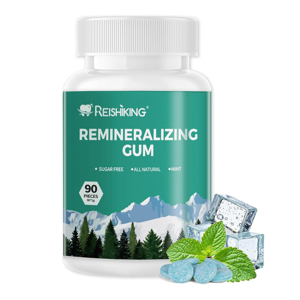 REMINERALIZING GUM, 90 Pieces, Teeth Remineralization, Sugar-Free Chewing Gum with Xylitol, Mint Flavor, Two pills after meals to freshen breath and clean teeth