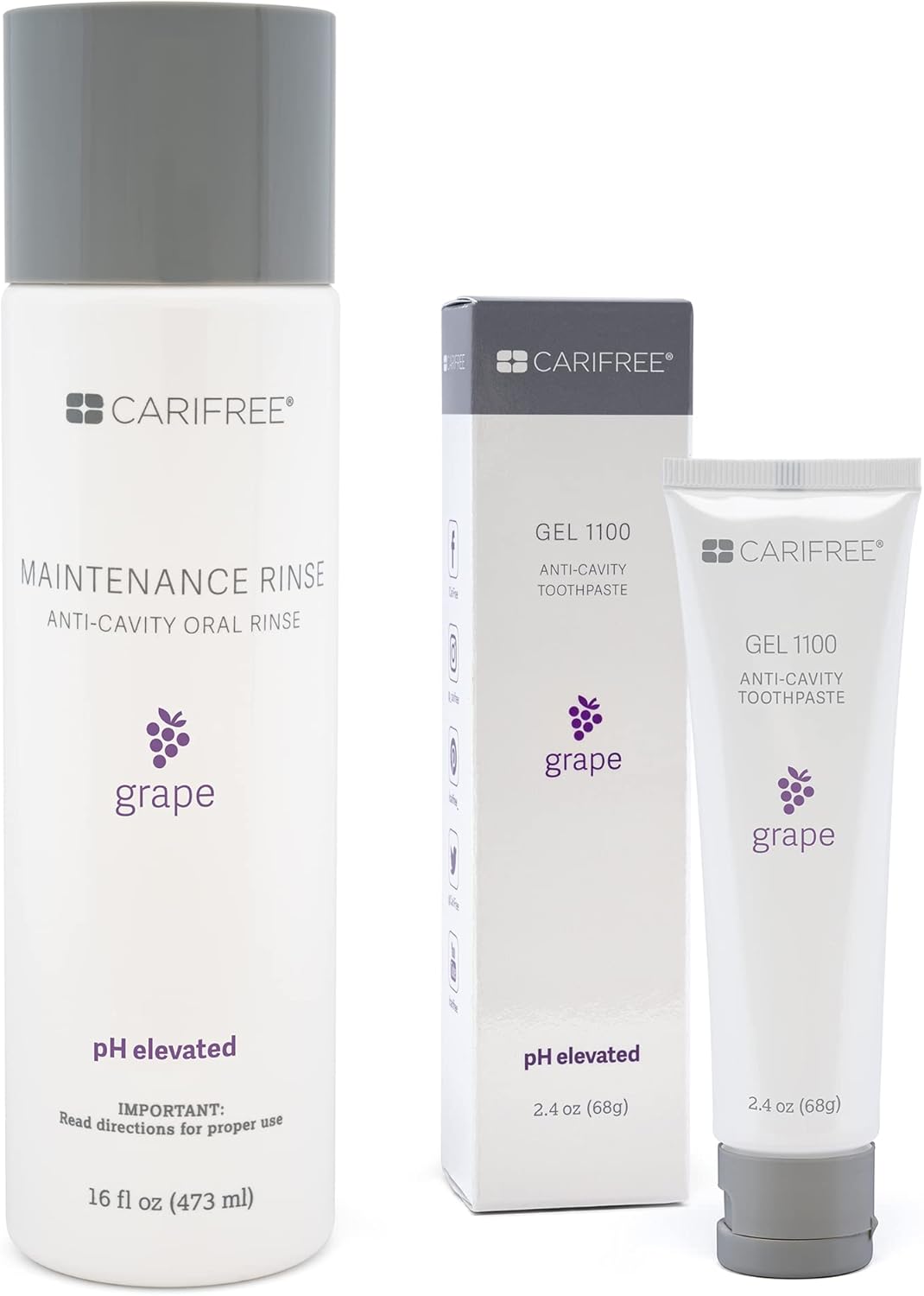 CariFree Maintenance & Prevention Kit, Grape | Anti-Cavity Fluoride Toothpaste & Mouthwash Freshens Breath and Moistens Mouth | Dentist Recommended for Oral Care (3-Month Supply)