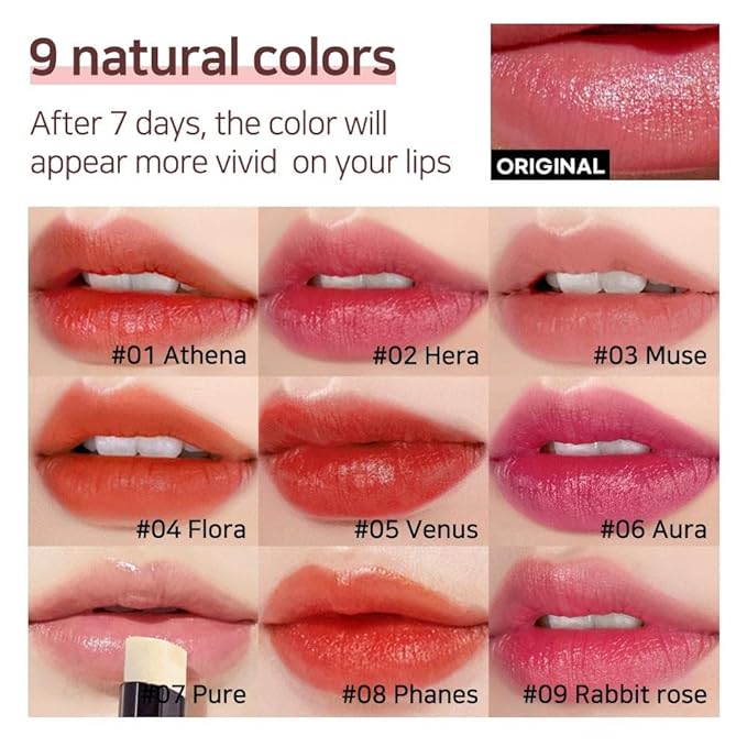 Lux Triple Lip Cure Balm (0.17 oz) 4 million units sold in Korea, Natural Tinted Korean Lip Balm, Petroleum/Paraben Free, Lip Butter,lip balm hydrating,tinted moisturizer (PHANES (Red Mandarin))