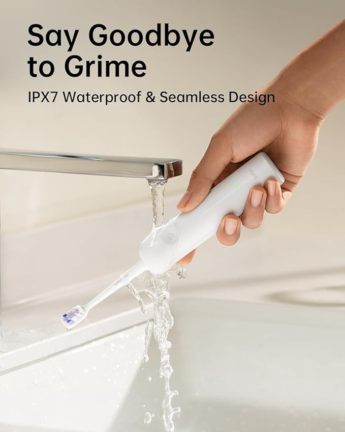 Laifen Wave Electric Toothbrush, Oscillation & Vibration Sonic Electric Toothbrush for Adults with 3 Brush Heads, IPX7 Waterproof ADA Accepted Travel Powered Toothbrush ABS(White)