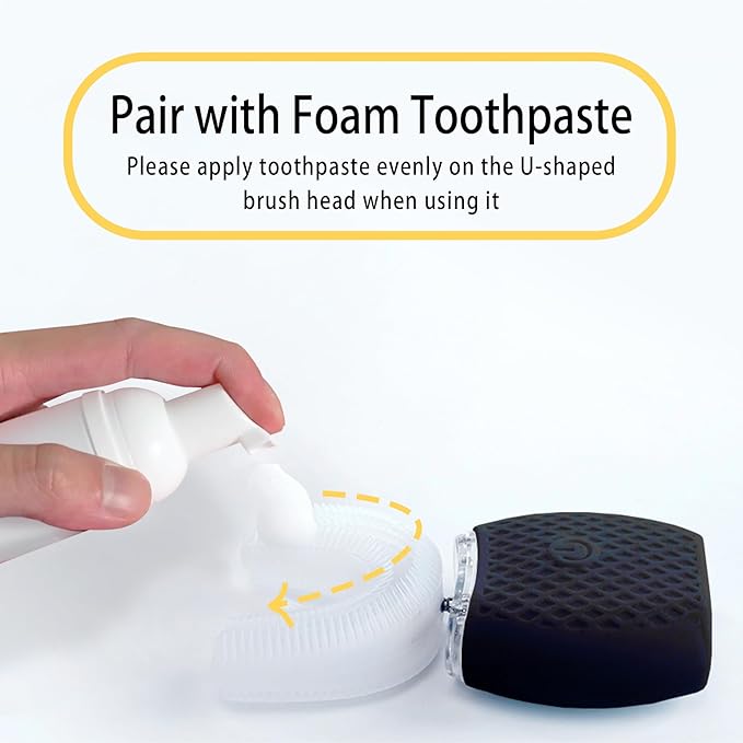 Automatic Toothbrush for Adult - Ultrasonic Electric Toothbrush with Soft Bristles & 30s Timer Rechargeable Portable Design with Wireless Charging Waterproof & Washable for Travel & Home Use (Black)