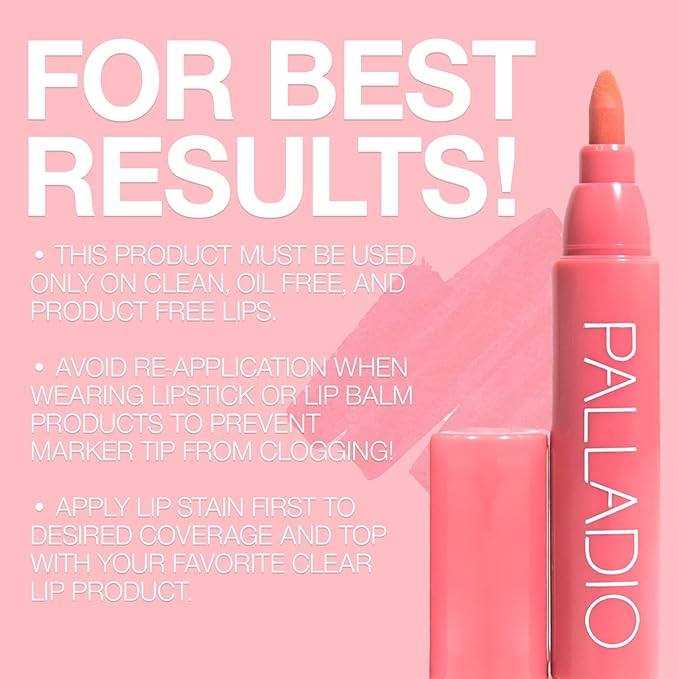 Palladio Lip Stain, Hydrating and Waterproof Formula, Matte Color Look, Longlasting All Day Wear Lip Color, Smudge Proof Natural Finish, Precise Chisel Tip Marker, Mocha Cream