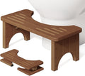 Toilet Stool Poop Stool, Collapsible Squatting Potty for Adults & Kids, Wooden Bamboo Step Stool for Bathroom, 7 Inch Height Foldable Pooping Toilet Foot Stool, Brown