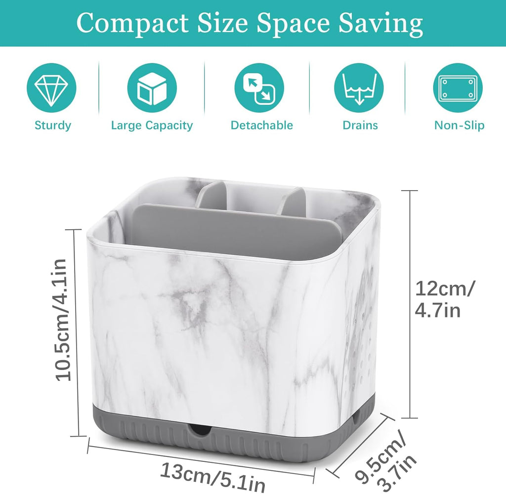 Toothbrush Holders for Bathrooms, Tooth Brush Holder for Bathroom Countertop Organizer, Kids Electric Toothbrush and Toothpaste Holder (Grey Marble Grain)