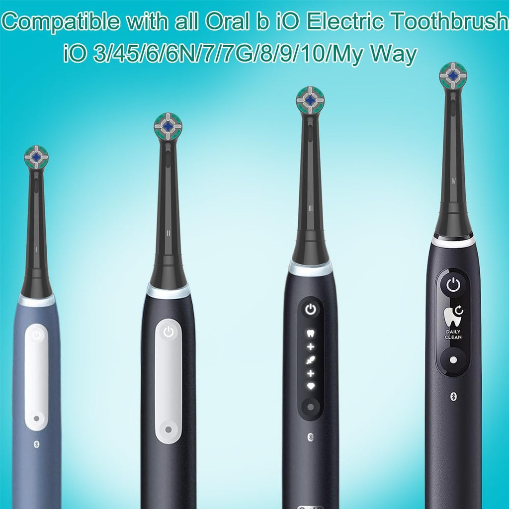 Replacement Heads Compatible with Oral B iO Electric Toothbrush, Soft Toothbrush Heads Fit for Oral-B iO 2/3/4/5/6/7/8/9/10 Series with Covers, Black 8pcs