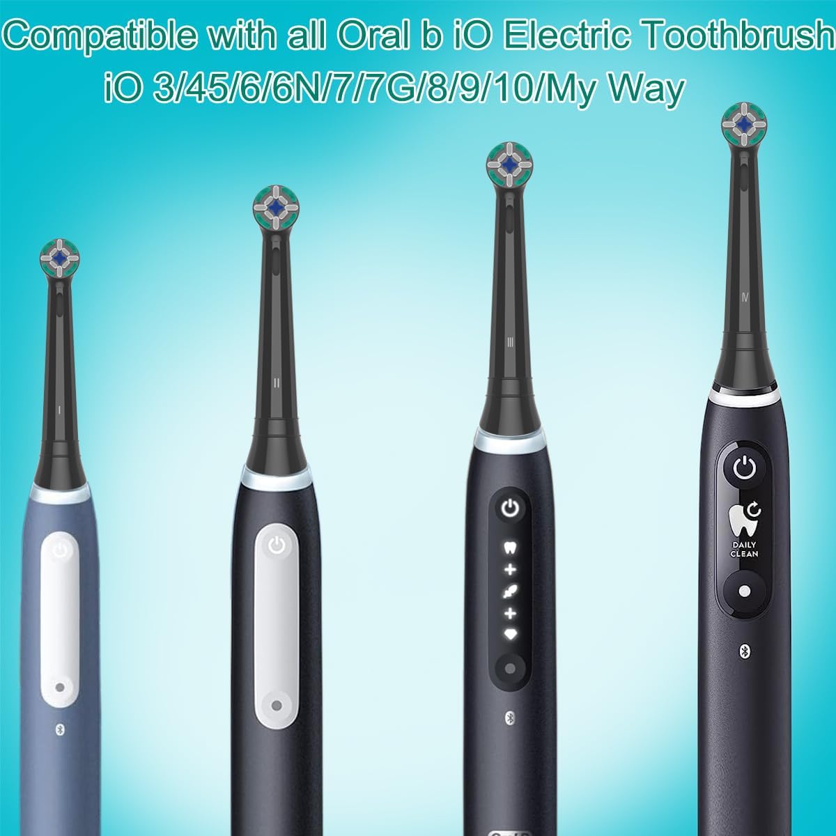 Replacement Heads Compatible with Oral B iO Electric Toothbrush, Soft Toothbrush Heads Fit for Oral-B iO 2/3/4/5/6/7/8/9/10 Series with Covers, Black 8pcs