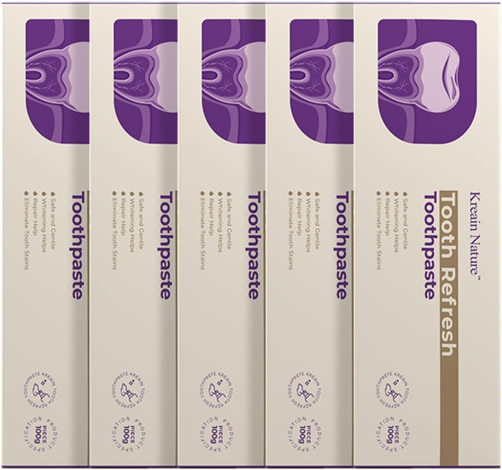 Whitening Toothpaste, Fresh Breath Formula, Natural Oral Care & Enamel Repair, Helps Remove Coffee, Tea & Wine Stains, Fresh Minty Gel, 3.5 Oz Tube, 5 Pack