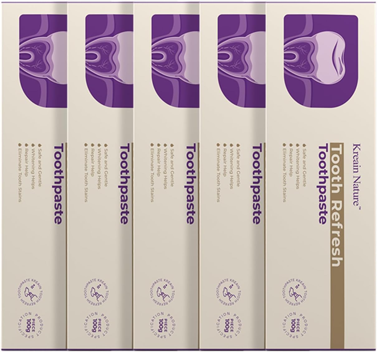 Tooth Refresh Toothpaste, Fresh Breath Formula Whitening Toothpaste, Natural Oral Care & Enamel Repair, Helps Remove Coffee, Tea & Wine Stains, Fresh Minty Gel, 3.5 Oz Tube, 5 Pack