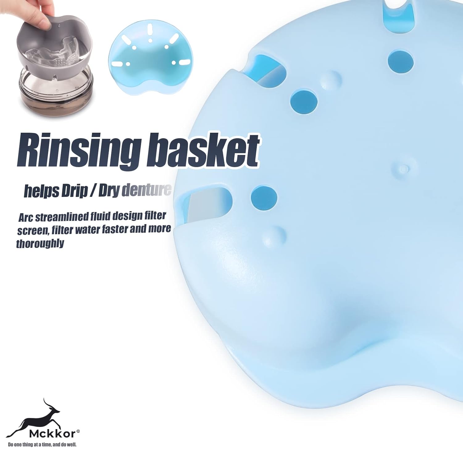 Retainer Case, Retainer Cleaner Case, Definitely No-Leak Denture Case Denture Bath Box for Traveling Perfectly, Denture Cup with Strainer & Mirror(Blue)