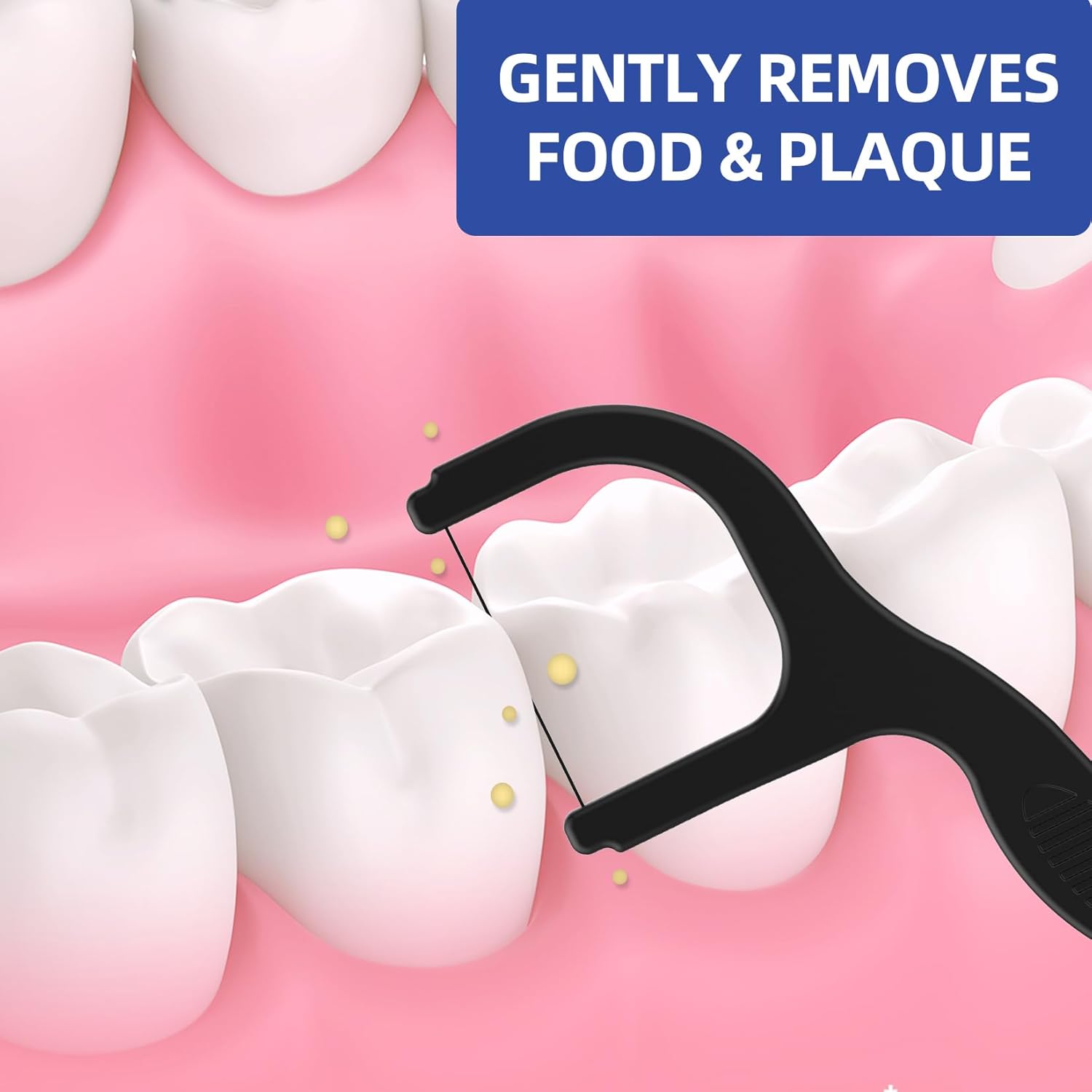 RAZOKO Biodegradable Dental Floss Picks, Charcoal Toothpick Stick Soft On Gum & Teeth, Plant Based Dental Floss Picks for Adults & Kids 200 Count