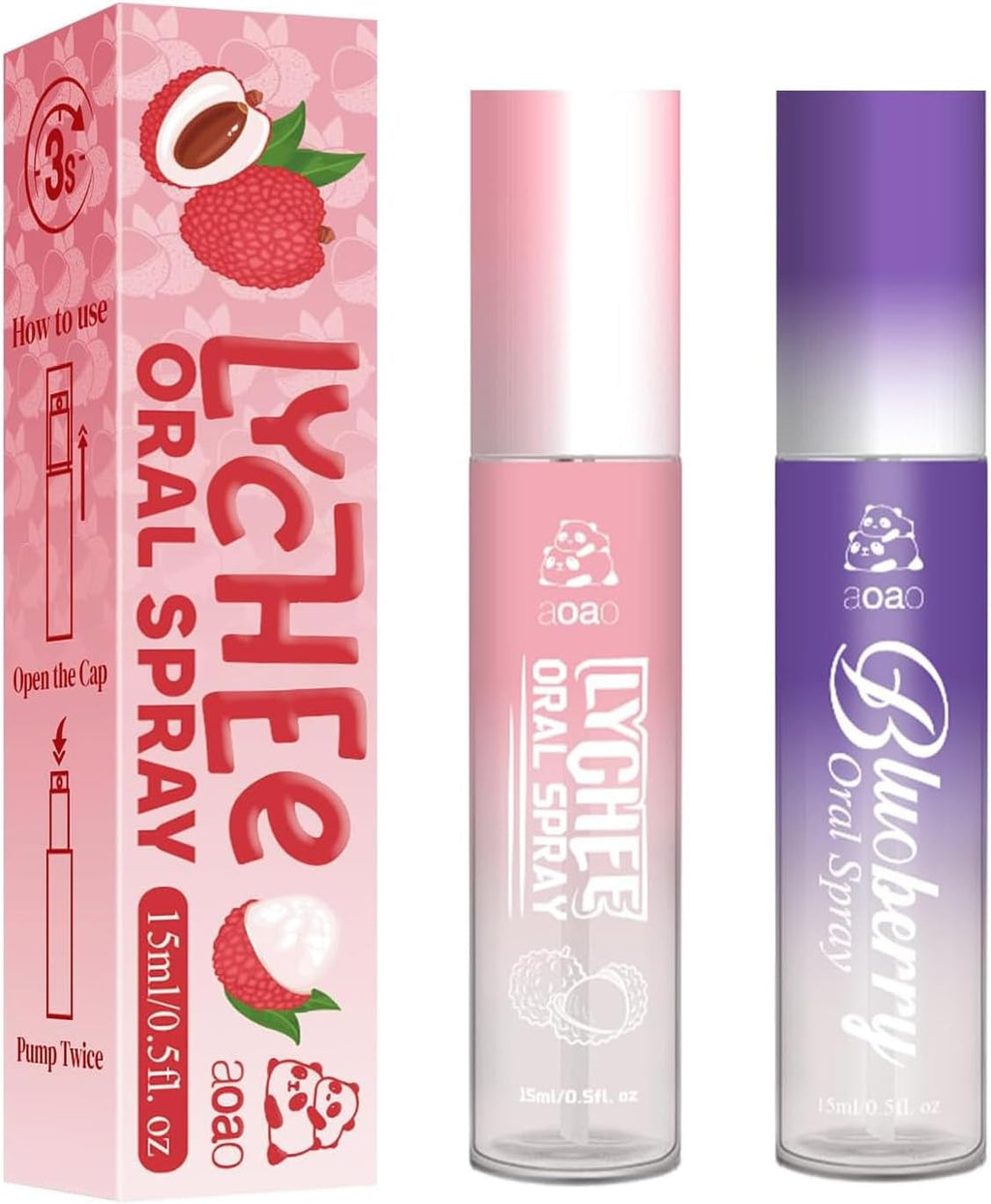 Oral Spray for Adults, Mouth Freshening Spray, Portable Peppermint Oral Freshener, Alcohol & Fluoride-Free Oral Care Mouth Spray, Travel, Dates, Office, Dry & Bad Breath,0.5fl.oz (Pink/Purple)