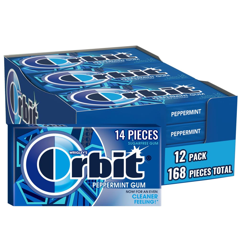 ORBIT Peppermint Sugar Free Gum Individually Wrapped, Bulk Packs of Gum, 12 Packs of 14-Pieces (168 Total Pieces)