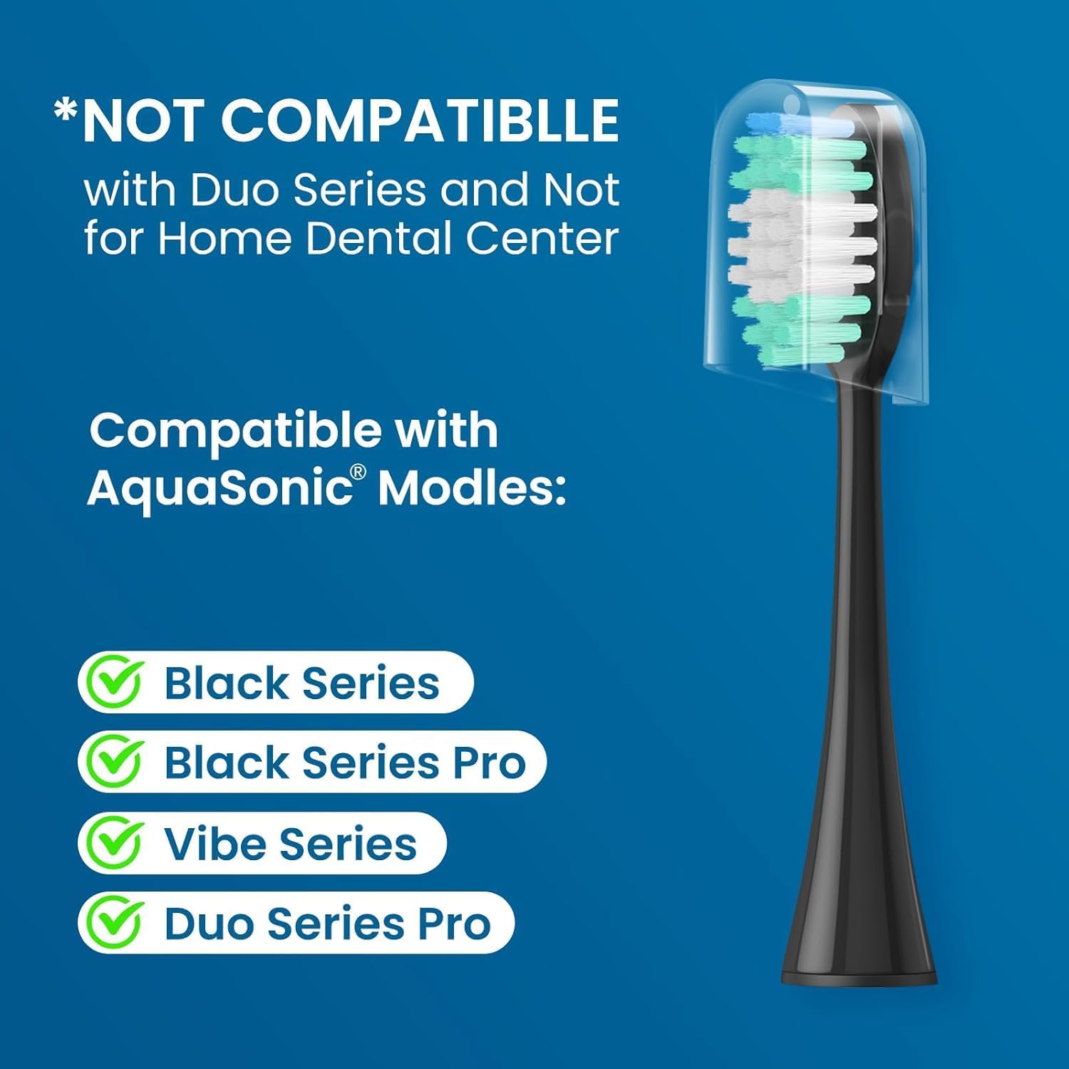 Replacement Toothbrush Heads 16 Pack Compatible with AquaSonic Black Series, Vibe Series, and Duo Series Pro Electric Toothbrush, Black