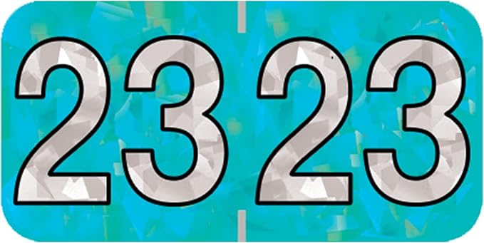 2023 Year Stickers, Doctor Stuff 2023 Chart Stickers, Holographic Aqua Colored, USA Made Year Labels for End Tab File Folders, 500 Labels per Roll, 1 Roll, 3/4" x 1-1/2"