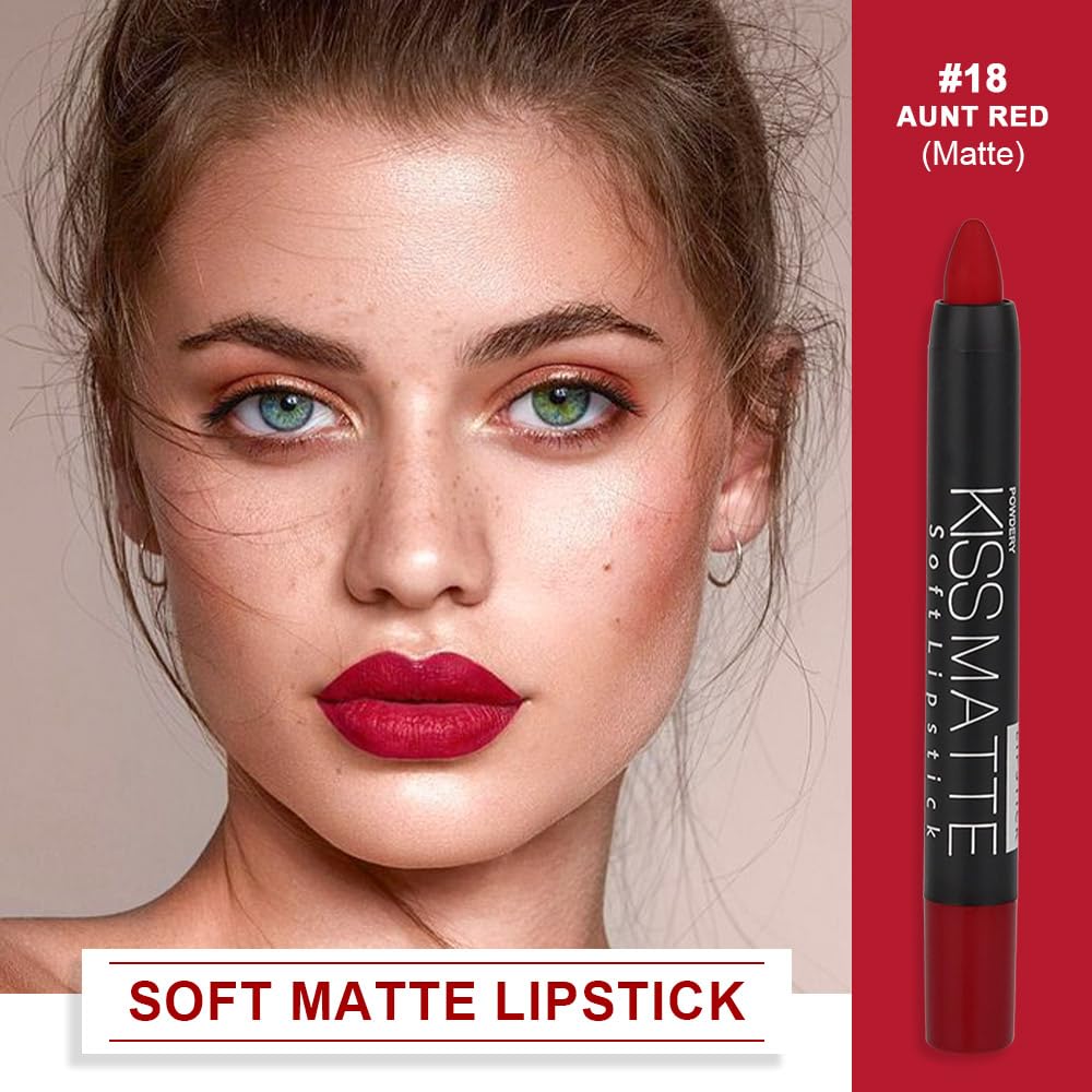 evpct 1Pcs Deep Dark Red Matte Lipstick and Lip Crayon Liner Pencil Pen Set for Women Lip Stain Long Lasting Waterproof labiales mate magicos 24 horas originales pintalabios permanente 24 horas 18