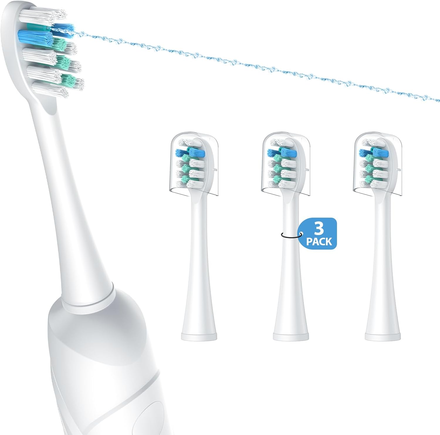 3 Pack Toothbrush Replacement Heads Compatible with WaterPik Sonic Fusion 2.0, FitMount Flossing Brush Head Fit for Water-Pic SF-01 SF-02 and 2.0 SF-03 SF-04