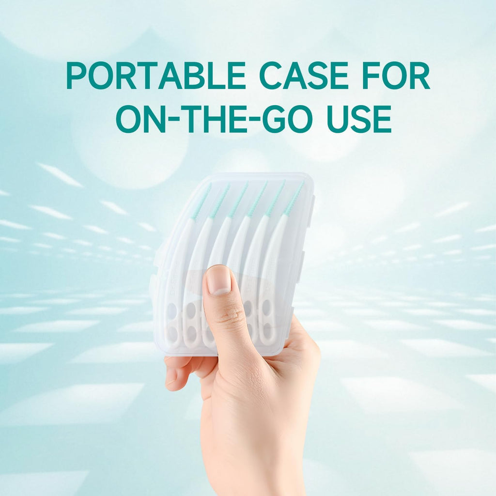 Dr. Emma Dental Picks Mint Curved Soft Rubberized Tooth Picks Easy to Use Brush Picks with Carry Case, 90Ct/Pack, 2 Pack