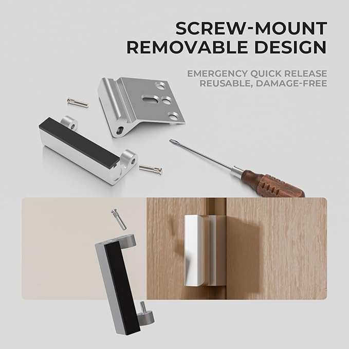 2Pack Home Security Door Reinforcement Lock Childproof, Door Locks for Kids Safety, Door Lock Latch Stopper for Front Door Inside Top of Door, Aluminum Construction Finish