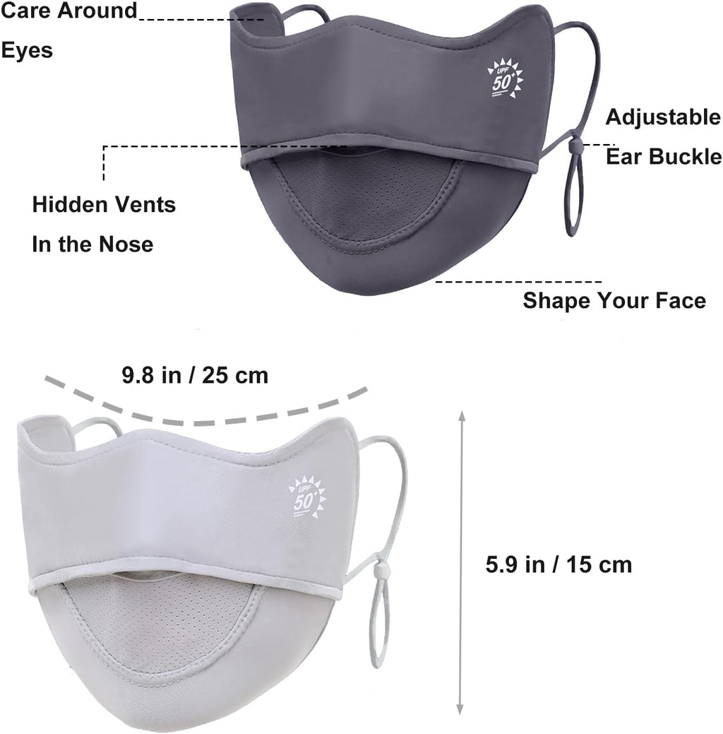 2Pcs UV Face Mask, Sun Masks for Women, Cooling Breathable Face Cover for Outdoors, Washable Reusable