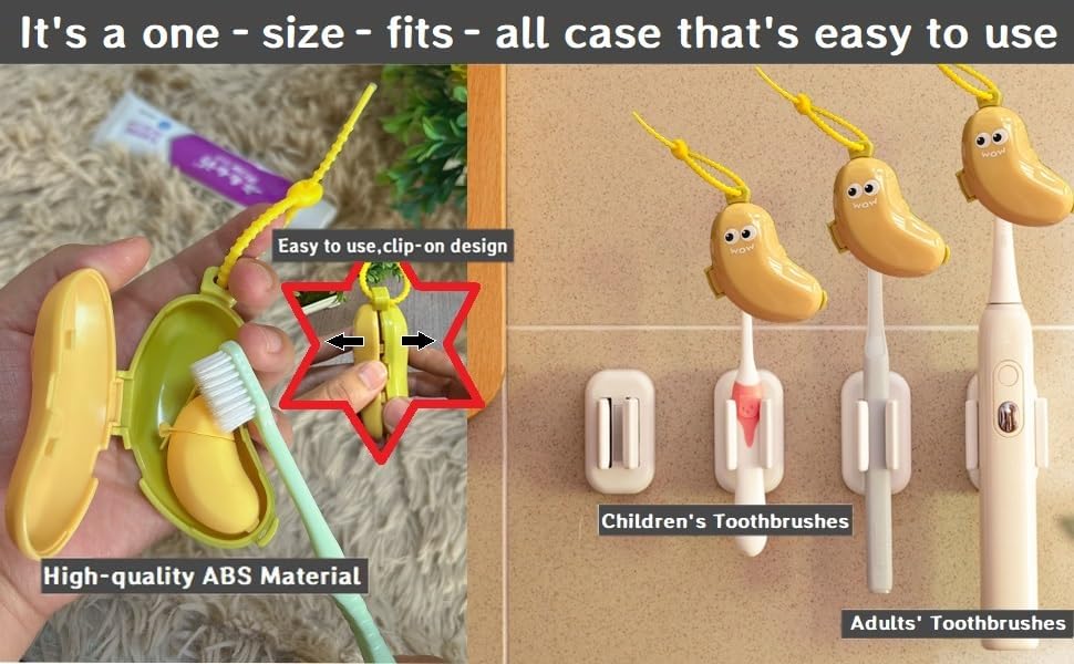 2Pcs 2-in-1 Travel toothbrush holder-Toothbrush covers with Toothpaste case,Portable Reuse Organizer with Banana smile-cute toothbrush cap for Electric&Manual Toothbrush,Ideal for Home&Travel(2,YE&GN)