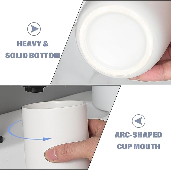 2Pcs Toothbrush Holders, Ceramic Toothbrush Holder Reusable Mouthwash Cup for Bathroom Counter Organizer, White, Holder