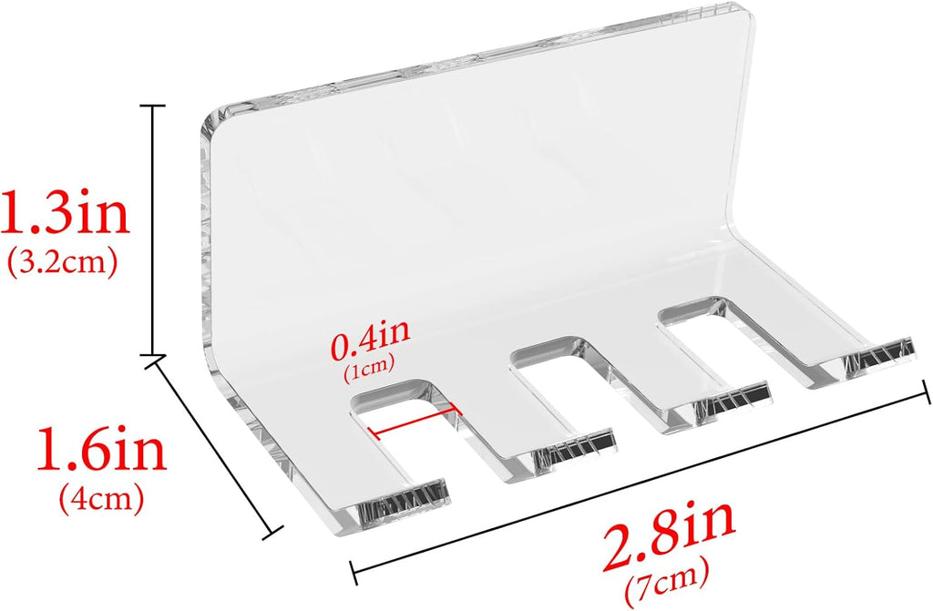 2 Pack Self Adhesive Toothbrush Holders Wall Mounted, 3 Slots Electric Toothbrush Organizer for Shower, Multipurpose Rack Hanger for Power Plug, Razor, Key(Clear)
