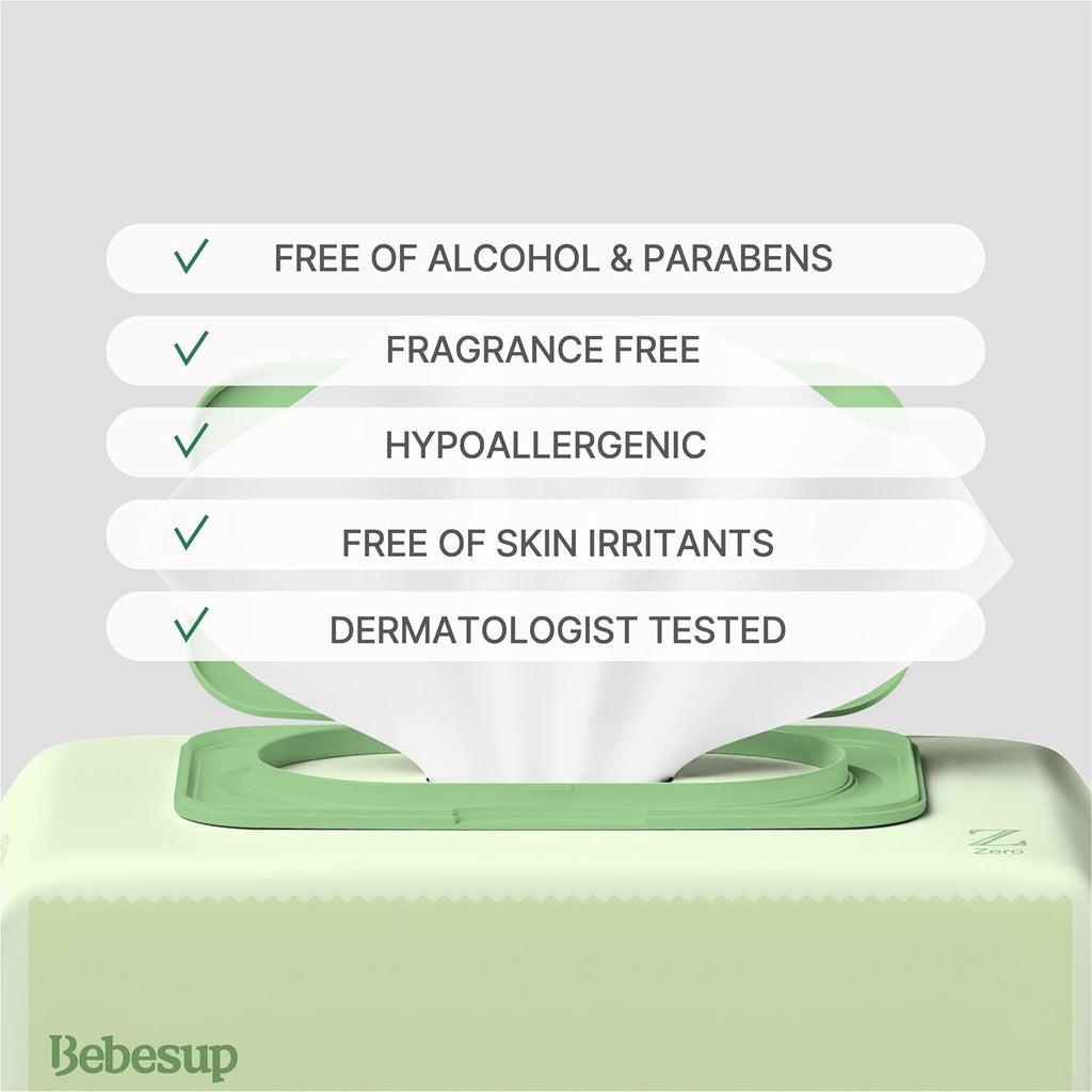 BEBESUP- Korea’s #1 Zero Harsh Chemicals Baby Wipes- Water Based Hypoallergenic Unscented Extra-Thick Organic baby wipes for sensitive skin Zero skin irritants Flip-Top (1 Pack)