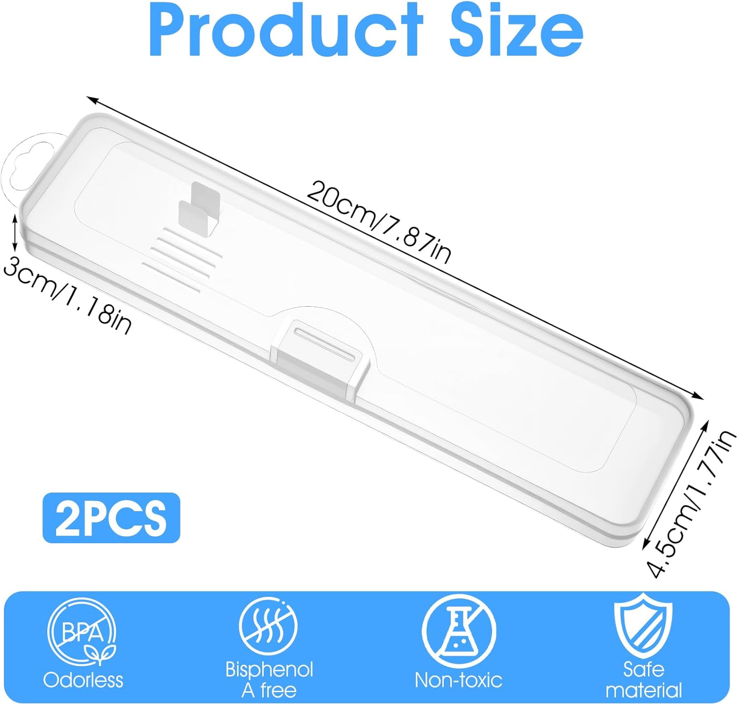 Transparent Toothbrush Travel Case 2 Pack Toothbrush Case Holder Portable Plastic Clear Travel Size and Toothpaste Storage Container Hard Plastic Carrying Box with Hook for Traveling